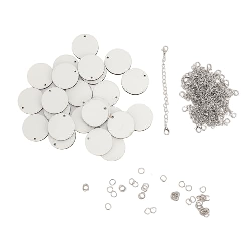 Fafeicy 72pcs Sublimation Keychain Blanks Bulk Set Edelstahl- und MDF -Sublimation -Anhängerketten für DIY -personalisierte Cup -Accessoires (SILVER) von Fafeicy