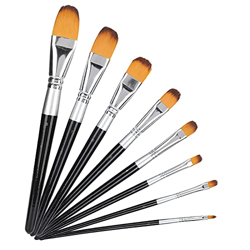 Fafeicy 8pcs Artist Paint Pinsel Set Professionelles Nylon Haarbürsten für Öl Acryl -Aquarellmalerei mit Rostfestem Alumina -Ring Synthetischer Holzgriff von Fafeicy
