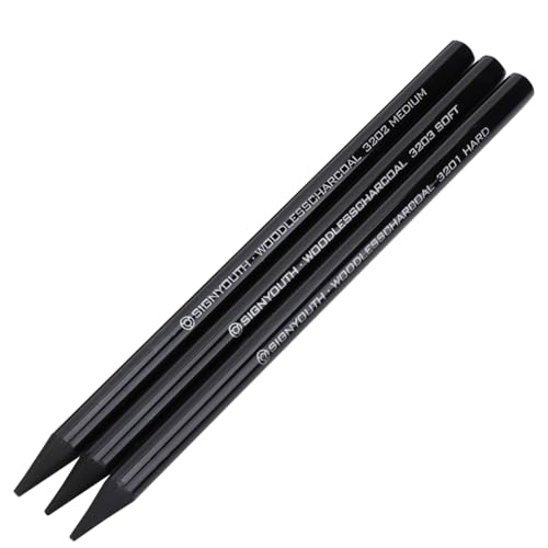 Fafeicy Professionelles Holzfreies Kohlestifte-Set, 3-teilig, Skizzen- und Zeichenstifte aus Reinem Kohlenstoff, Hart, Mittelweich, für Künstler und Anfänger Fafeicy Professionelles Holzfreies Kohlestifte-Set, 3-teilig, Skizzen- und Zeichenstifte aus Reinem Kohlenstoff, Hart, Mittelweich, für Künstler und Anfänger von Fafeicy