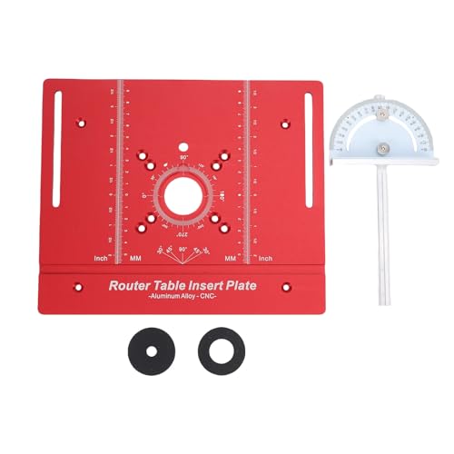 Fafeicy Router Tischeinsatzplatte mit Gehrungsführung Hochleistungs -Anodinie -Aluminiumlegierung Holzverarbeitungsbank Flip -Board für Trimm- und Fräser -Maschinen Rote MM -Zoll -Skalen von Fafeicy