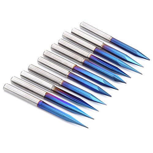 Fafeicy Wolfram -Stahlspiegel -Finishing Gravurbits Professionelles Schnitzenzubehör für Holz, MDF, Aluminium und Acryl 11pcs 4 Mm/0,2in 2 fLUTE Gerade V Gravurbits von Fafeicy