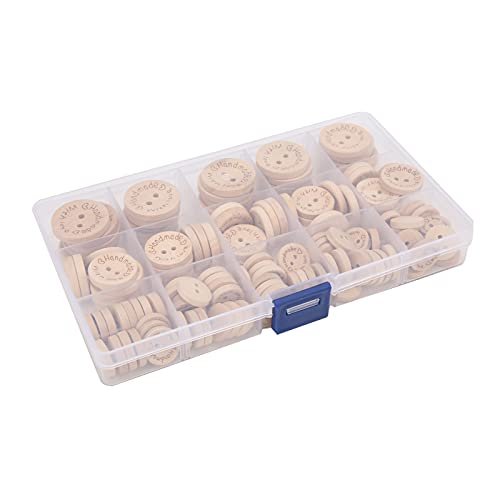 Holzknöpfe, Hölzerne Dekorative Knöpfe mit Aufbewahrungsbox für -Handwerk für Kinderkleidung Dekoration von Fafeicy