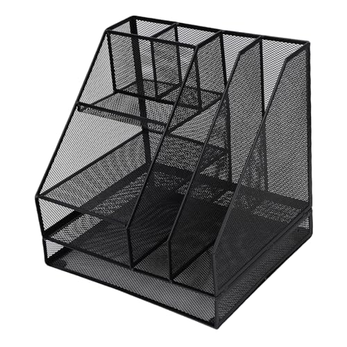 Mesh Desk Organizer Schwarz Farbe 2 Säulen 4 Schichten Stifthalter Schreibtisch Organizer Eisen von Fafeicy
