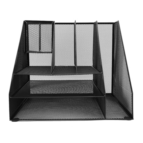 Schwarzes Eisen -Mesh 3 Tier Office Desk Organizer Paper Letter Tably 2 Stifthalter Datei Organizer für Geschäftige Arbeitsumgebungen von Fafeicy