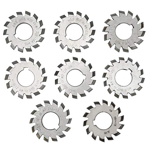 Zahnradfräser, M1.5 20 ° 5 Mm 6 Mm Zahnradschneider Hochgeschwindigkeitsstahl-Schneidwerkzeug Industriebedarf 8 Stück Zum Fräsen von Zahnrädern, Vierkantfräsern von Fafeicy