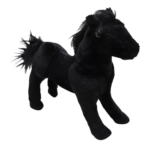 Fafeims Weiches Pferdespielzeug, Pferdegefüllte Tierpuppe, Hergestellt aus Plüschstoff, Auffällige Wohnkultur für Sofa -Bett Schreibtisch (Black) von Fafeims