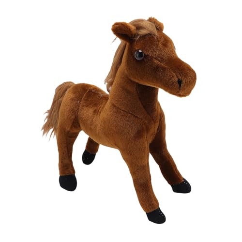 Fafeims Weiches Pferdespielzeug, Pferdegefüllte Tierpuppe, Hergestellt aus Plüschstoff, Auffällige Wohnkultur für Sofa -Bett Schreibtisch (Dunkelbraun) von Fafeims