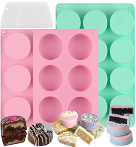Fahibin 3 Stück Cylinder Silicone Mould, Runde Schokoladen-Formen, Zylinder-Silikonform, Keksform aus Silikon für Cake-Pops, Seife, Schokolade,Badebomben, Käsekuchen,2 Abstreifer Fahibin 3 Stück Cylinder Silicone Mould, Runde Schokoladen-Formen, Zylinder-Silikonform, Keksform aus Silikon für Cake-Pops, Seife, Schokolade,Badebomben, Käsekuchen,2 Abstreifer von Fahibin