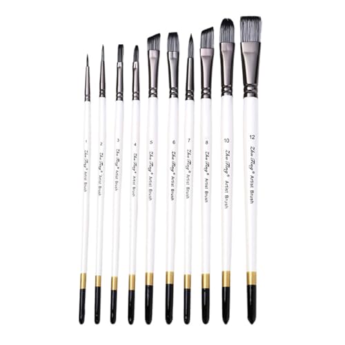 10 PCs Künstler Farbe Pinsel Set Multifunktional Nylon Haarmalerei von Fahoujs