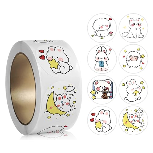 500x/Roll Rewards Sticker Animal Stickers Cartoon Aufkleber Aufkleber Wasserflaschenaufkleber Für Kinderstudenten von Fahoujs