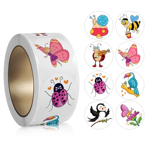 500x/Roll Rewards Sticker Animal Stickers Cartoon Aufkleber Aufkleber Wasserflaschenaufkleber Für Kinderstudenten von Fahoujs