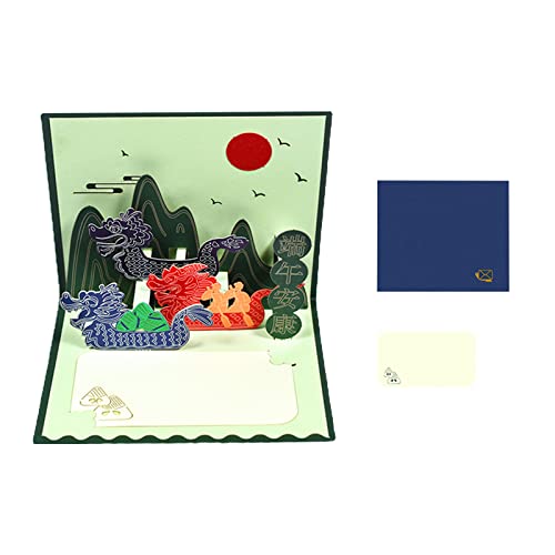 Chinesische Drachenboot-Festival-Grußkarte, Drachenboot-Karte, Ornamente für Feiertage, Neujahr, Geburtstag, Party, Dekoration, Boot, Grußkarte von Fahoujs