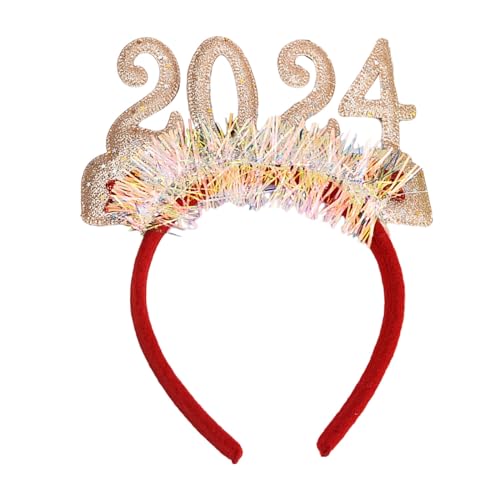 Fahoujs 2024 Weihnachtsdekoration Stirnband Neujahr Feier Kopfbedeckung Haarschmuck Stirnbänder Urlaub Party Haarband Party Dress Up Zubehör von Fahoujs