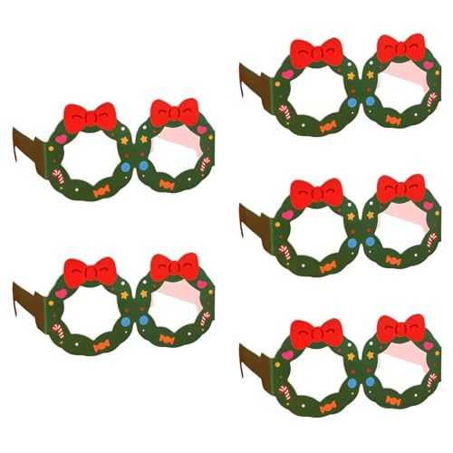 Fahoujs 5 x dekorative Weihnachtsbrillen für 2024 Neujahrsdekoration, schönes Geschenk, Papierbrillenrahmen, Fotografie-Requisiten, Weihnachtsfeier-Dekoration von Fahoujs