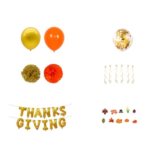 Festliches saisonales Dekorationspaket, orangefarbenes Thanksgiving-Ballon-Party für Herbstfeiern, Party-Ornament-Zubehör, Thanksgiving-Dekorationen von Fahoujs