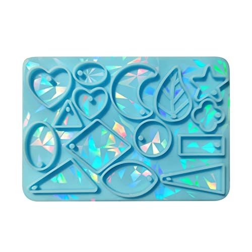 Glänzende Glänzende Silikonharzformen Licht Und Schattenohrringe Schimmel Anhänger Ornamente Schmuck Epoxidharz Crafting Form Harzschlüsselkettenformen Mit Loch von Fahoujs