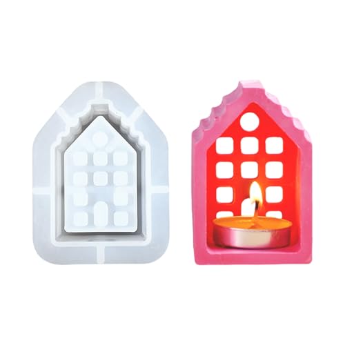 Hohlout House Kerzenhalter Schimmel Kerzenbasis Silikonform Gypsum Candlestick Crafting Jewelry Making Tool Epoxidharz Harz von Fahoujs