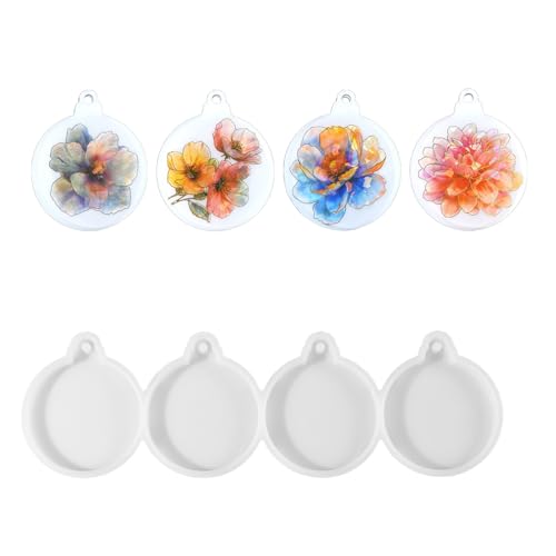 Set Von 4 Runden Anhänger Silikonformen Für Epoxidharz Weihnachtsschmuck Gussformen Für Schmuck Und Schlüsselanhänger Set Von 4 Runden Anhänger Silikonformen Für Epoxidharz Weihnachtsschmuck Gussformen Für Schmuck Und Schlüsselanhänger von Fahoujs