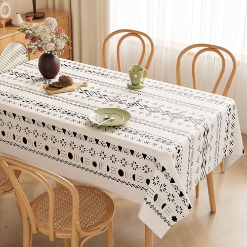 Mode Boho Plastik Tischdecke, PVC wasserdichte Abwaschbare Tischdecke, Wachstuchtischdecke Outdoor Wetterfest Gartentischdecke (Style 2,220 x 140 cm) von FahrtSeek