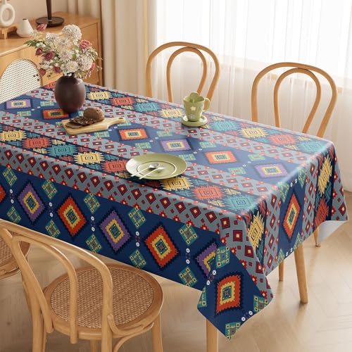 Mode Boho Plastik Tischdecke, PVC wasserdichte Abwaschbare Tischdecke, Wachstuchtischdecke Outdoor Wetterfest Gartentischdecke (Style 3,200 x 140 cm) von FahrtSeek