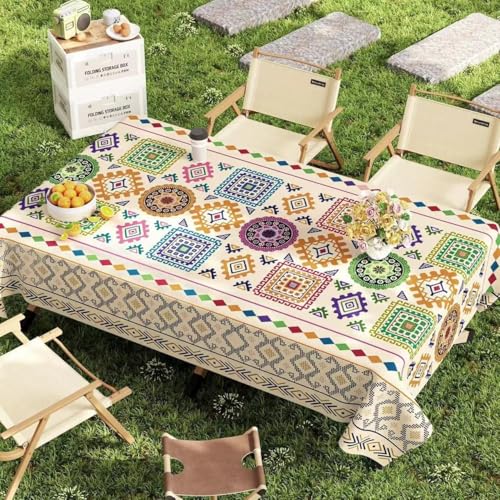 Tischdecke Outdoor Wetterfest, Klein Gartentischdecke für Draußen, PVC Abwaschbar Tischdecke für Campingtisch Gartentisch Klapptisch Picknicktisch Balkontisch (Style 1,90x140cm) von FahrtSeek