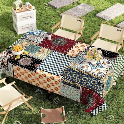 Tischdecke Outdoor Wetterfest, Klein Gartentischdecke für Draußen, PVC Abwaschbar Tischdecke für Campingtisch Gartentisch Klapptisch Picknicktisch Balkontisch (Style 6,60x120cm) von FahrtSeek