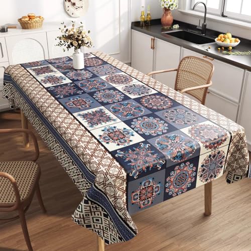 Tischdecke Outdoor Wetterfest, Klein Gartentischdecke für Draußen, PVC Abwaschbar Tischdecke für Campingtisch Gartentisch Klapptisch Picknicktisch Balkontisch (Style 7,90x140cm) von FahrtSeek