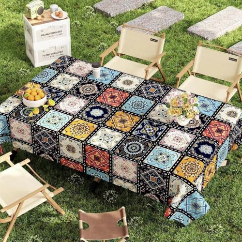 Tischdecke Outdoor Wetterfest, Klein Gartentischdecke für Draußen, PVC Abwaschbar Tischdecke für Campingtisch Gartentisch Klapptisch Picknicktisch Balkontisch (Style 8,60x120cm) von FahrtSeek