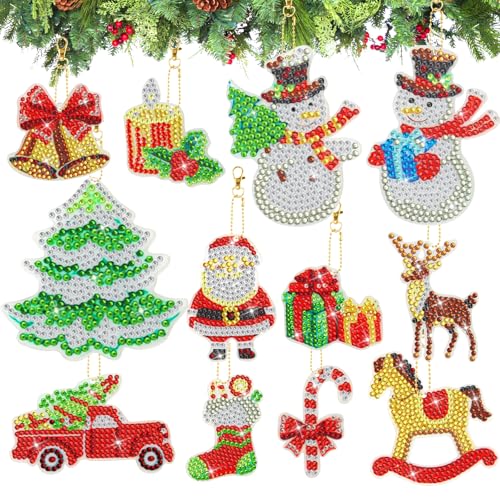 FainFun Diamond Painting Schneemann Anhänger, 12 Stück 5D Doppelseitige Diamond Painting Weihnachten Anhänger Kinder DIY FainFun Diamond Painting Schneemann Anhänger, 12 Stück 5D Doppelseitige Diamond Painting Weihnachten Anhänger Kinder DIY von FainFun
