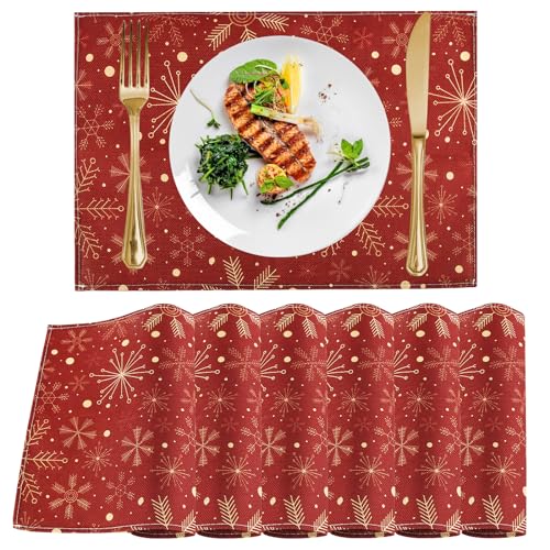 Weihnachten Tischsets Gold, FainFun 6er Set Tischsets Weihnachten Abwaschbar Gold, Weihnachtsservietten Stoff Rot, Weihnachtsservietten Rot Gold, für Esstisch Jute, Tischdekoration Weihnachten Tischsets Gold, FainFun 6er Set Tischsets Weihnachten Abwaschbar Gold, Weihnachtsservietten Stoff Rot, Weihnachtsservietten Rot Gold, für Esstisch Jute, Tischdekoration von FainFun