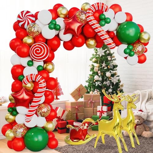 Weihnachts Luftballons, FainFun 111 Stück Zuckerstangen Deko, Folienballons Weihnachten, Ballonbogen für Weihnachten Dekoration Weihnachts Luftballons, FainFun 111 Stück Zuckerstangen Deko, Folienballons Weihnachten, Ballonbogen für Weihnachten Dekoration von FainFun