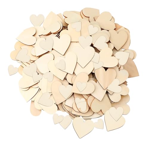 FAINCA 100 Stück Holzherzen, 3CM/4CM/5CM Holzherzen Deko, DIY Holzherz, Mini Holz Herz, Holzherzen Beschriften, Gästebuch Beschriften, für Hochzeit Handwerk Party Tischdeko von FAINCA