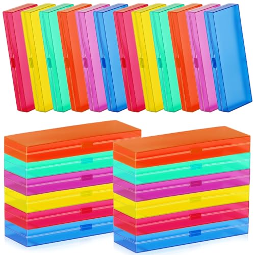 Fainne Kunststoff-Federmäppchen, Großpackung, Schreibwarenetui, mattiert, Stiftebox mit Klappdeckel, Schnappverschluss für Bürobedarf (18 x 5 x 2,4 cm, verschiedene Farben) von Fainne