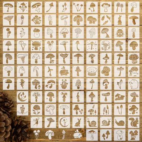 Fainne Schablonen zum Malen auf Holz, wiederverwendbare Schablonen, Basteln, Zeichnungsvorlagen, Urlaubswandpapier für DIY, Scrapbooking, Zuhause, 5,1 x 5,1 cm, Pilz, 100 Stück Fainne Schablonen zum Malen auf Holz, wiederverwendbare Schablonen, Basteln, Zeichnungsvorlagen, Urlaubswandpapier für DIY, Scrapbooking, Zuhause, 5,1 x 5,1 cm, Pilz, 100 Stück von Fainne