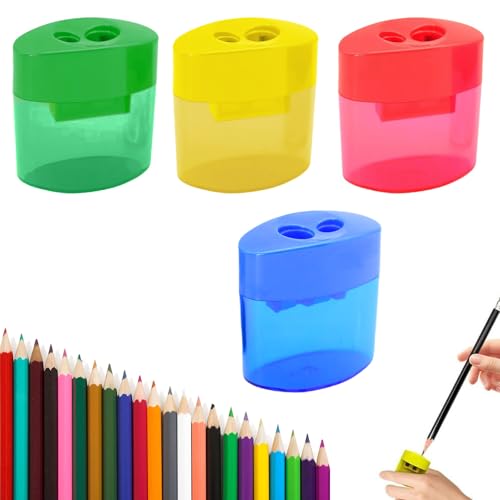Bleistiftspitzer Mit Deckel, Bleistiftspitzer Manuell, Farbiger Handspitzer, Geeignet Für Kinder, Erwachsene, Studenten, Schulklassen, Home Office (4pcs) von Fairnull