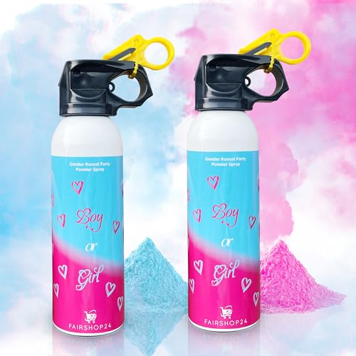 FAIRSHOP24 Baby-Shower 200ml I Pulver-Feuerlöscher Gender Reveal Kanone Baby Pulver Spray, Enthüllt das Geschlecht mit Farbe, Pulverkanone für die Babyparty, in Blau und Rosa (1x Blau) von Fairshop 24