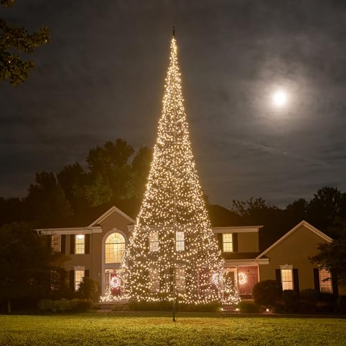 Fairybell LED-Weihnachtsbaum für draussen - 10 Meter - 4000 LEDs - Weihnachtsbaum im Fahnenmast - Warmweiss - Geeignet für vorhandene Fahnenmasten von Fairybell