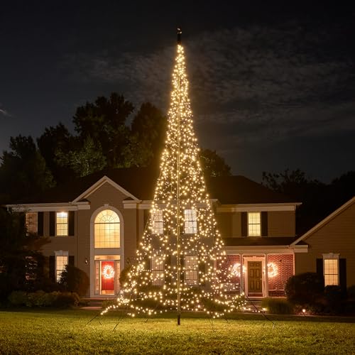 Fairybell LED-Weihnachtsbaum für draussen - 7 Meter - 1500 LEDs - im Fahnenmast - Warmweiss - Geeignet für vorhandene von Fairybell