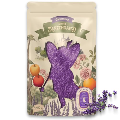 Fairyscents® Kerzensand mit Duft – 450g Kerzenwachs Granulat + 3 Dochte – Kerzensand mit Docht – Lavendelzauber DIY Duftkerzen selber Machen von Fairyscents