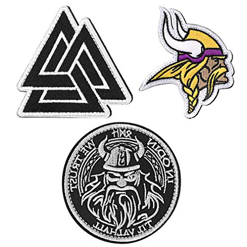 FaithHeart Wikinger Valknut Aufnäher, Viking Norse Moral Patches, 3 Stück Nordischer Oding Klettverschluss,Wikinger Applikation zum annähen/aufbügeln von FaithHeart