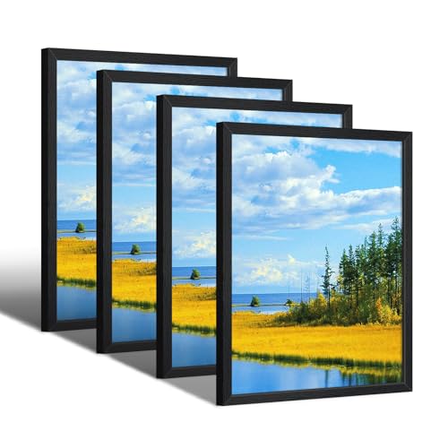 4 Pack Bilderrahmen Schwarz, 30x40cm Holz Fotorahmen,MDF Holz Rahmen, Posterrahmen mit Acrylglas, Wandrahmen für Haus Büro Galerie Porträt Foto Querformat or Vertikal von FajerminArt
