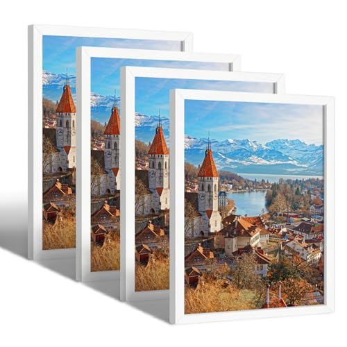 4 Pack Bilderrahmen Weiß,30x40cm Holz Fotorahmen,MDF Holz Rahmen, Posterrahmen mit Acrylglas, Wandrahmen für Haus Büro Galerie Porträt Foto Querformat or Vertikal von FajerminArt