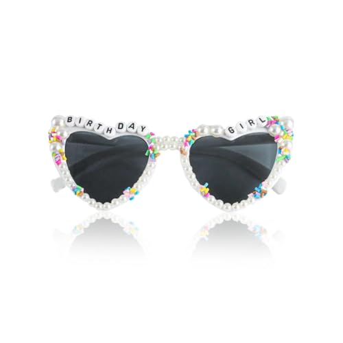 Geburtstagsbrille für Frauen und Mädchen, weiße herzförmige Sonnenbrille, glänzende glitzernde Diamant-Perlen-Sonnenbrille, Geburtstags-Sonnenbrille für Geburtstagsparty, Geschenke, Foto-Requisiten Geburtstagsbrille für Frauen und Mädchen, weiße herzförmige Sonnenbrille, glänzende glitzernde Diamant-Perlen-Sonnenbrille, Geburtstags-Sonnenbrille für Geburtstagsparty, Geschenke, Foto-Requisiten von Fakcrkun