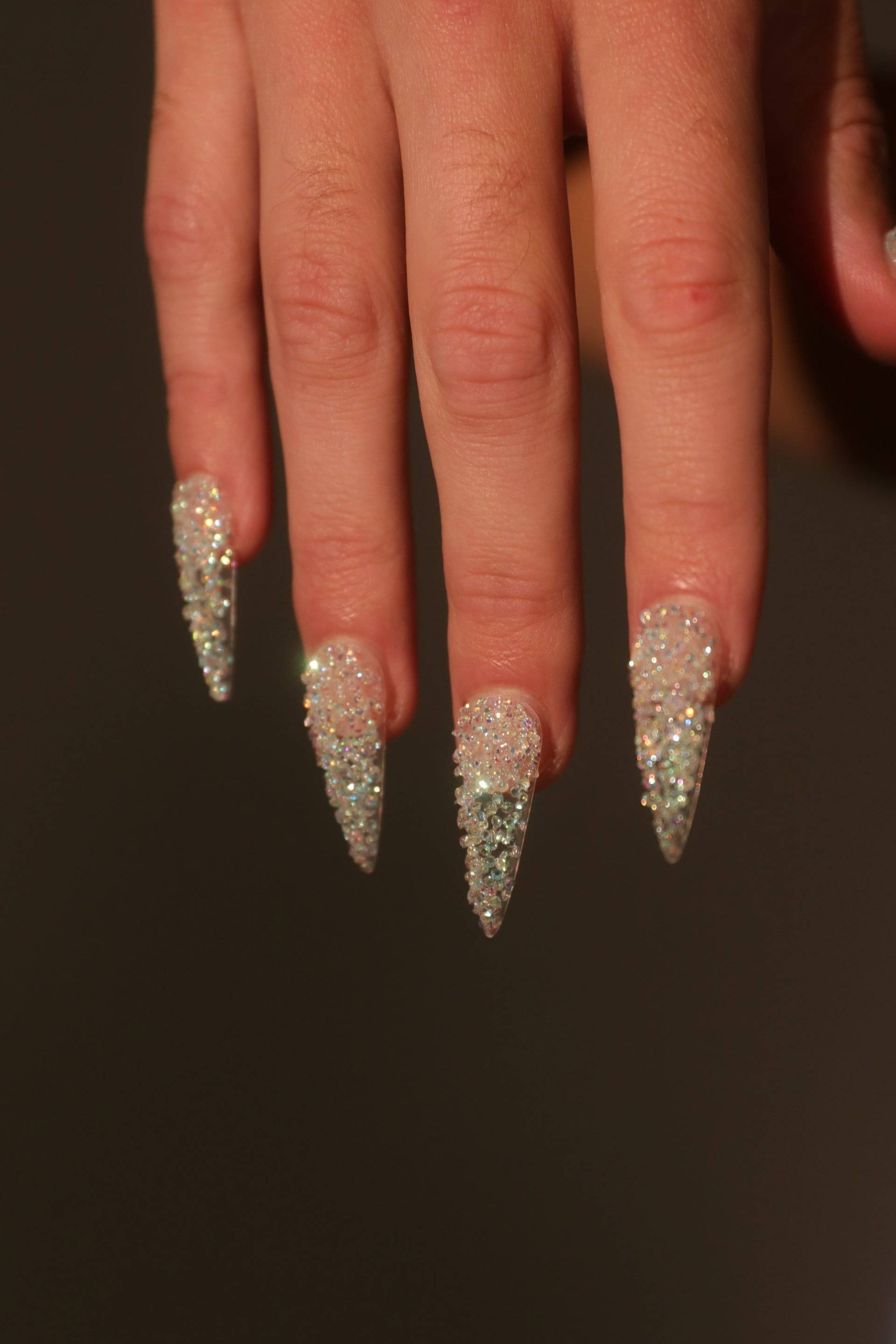 Funkelnde Nägel | Diamond Crusted Press On Nails Kristall Besondere Anlässe Stiletto Fancy Hochwertige von FakeNailsClub