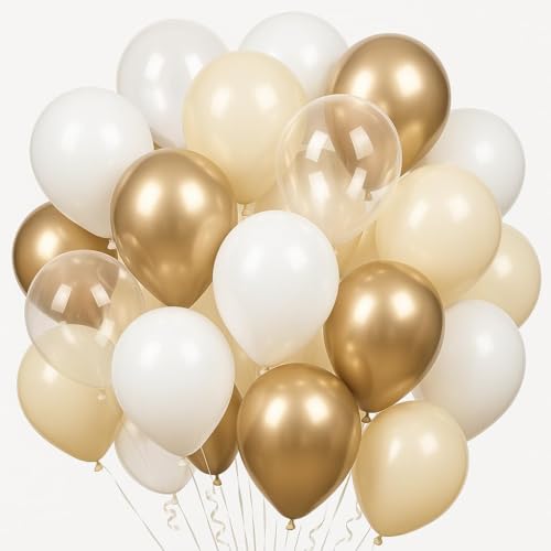 1 Fakindiy 68 Stück Luftballons 12 Zoll – Weiß, Sand, Champagner Gold & Transparent – Ballons Set mit 2x10m Bänder – Partydeko Geburtstag, Luftballons Hochzeit, Helium geeignet 1 Fakindiy 68 Stück Luftballons 12 Zoll – Weiß, Sand, Champagner Gold & Transparent – Ballons Set mit 2x10m Bänder – Partydeko Geburtstag, Luftballons Hochzeit, Helium geeignet von Fakindiy