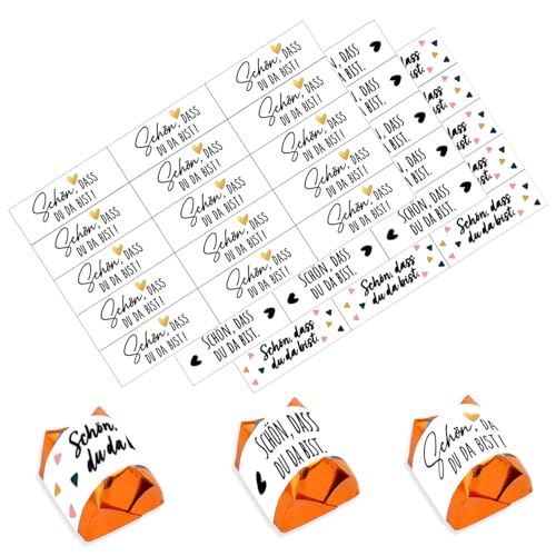 Fakindiy 135x Schön, dass du da bist Sticker – Süße Deko für Schokolade, Hochzeit & Geburtstag – Perfekt als Gastgeschenk, Anhänger oder Stempel – Hochwertige selbstklebende Aufkleber in 3 Designs Fakindiy 135x Schön, dass du da bist Sticker – Süße Deko für Schokolade, Hochzeit & Geburtstag – Perfekt als Gastgeschenk, Anhänger oder Stempel – Hochwertige selbstklebende Aufkleber in 3 Designs von Fakindiy
