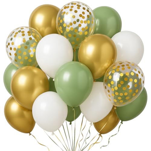 Fakindiy Luftballons Set – 70x 12 Zoll Luftballons für Geburtstag, Hochzeit & Partydeko, Inkl. 10m Ballon Girlande in Grün und Gold, Heliumgeeignet Fakindiy Luftballons Set – 70x 12 Zoll Luftballons für Geburtstag, Hochzeit & Partydeko, Inkl. 10m Ballon Girlande in Grün und Gold, Heliumgeeignet von Fakindiy