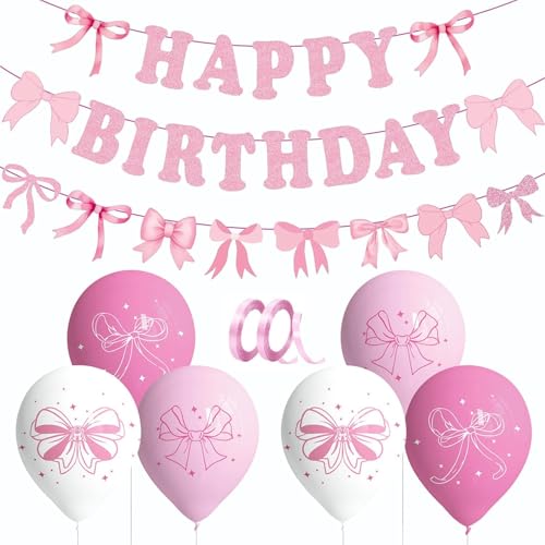 Pinkes Geburtstagsparty-Dekorationsset für Mädchen, 18 Schleifenballons, rosa Banner, 140 x 280 cm Tischdecken, Spiralbehang, Mädchen-Prinzessinnen-Girlande, Partyzubehör, Dekoration Pinkes Geburtstagsparty-Dekorationsset für Mädchen, 18 Schleifenballons, rosa Banner, 140 x 280 cm Tischdecken, Spiralbehang, Mädchen-Prinzessinnen-Girlande, Partyzubehör, Dekoration von Fakindiy