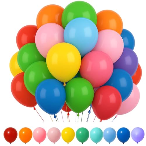 Regenbogen-Luftballons, 100 Stück, 30,5 cm, Latex, Regenbogenfarben, Party-Geburtstags-Ballons, mehrfarbige Luftballons, Regenbogen-Ballons, Girlande-Set für Kinder, Party, Geburtstag, Hochzeit von Fakindiy