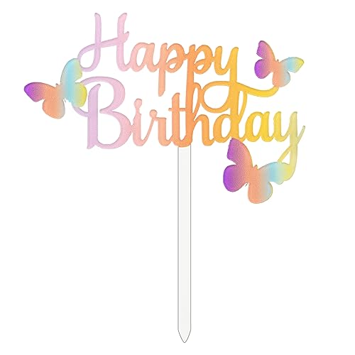 Alles Gute zum Geburtstag Kuchen Acryl Karte 1 Pack Kuchen Glitter Cupcake Topper Geburtstagstorte Dekorationen für Mädchen Jungen Party Supplies Alles Gute zum Geburtstag Zeichen (bunt) von Falafoty
